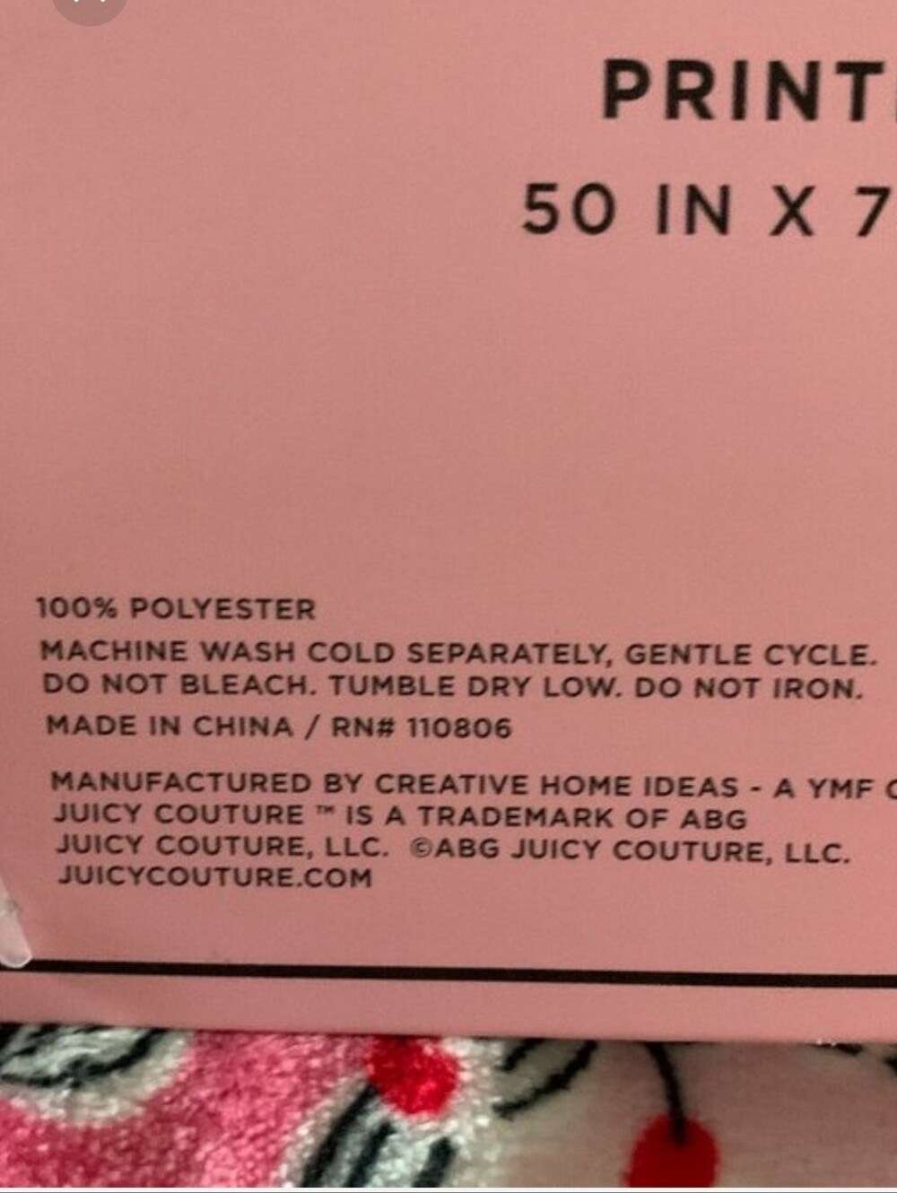 Juicy Couture Cherry Cakes Throw Blanket - Picture 4 of 4